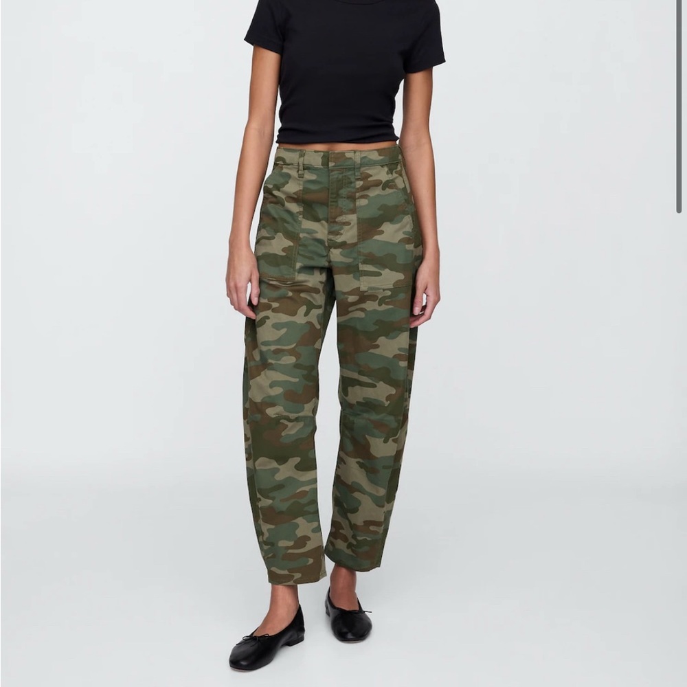 GAP Green and Brown Trousers High-Waisted Relaxed Fit